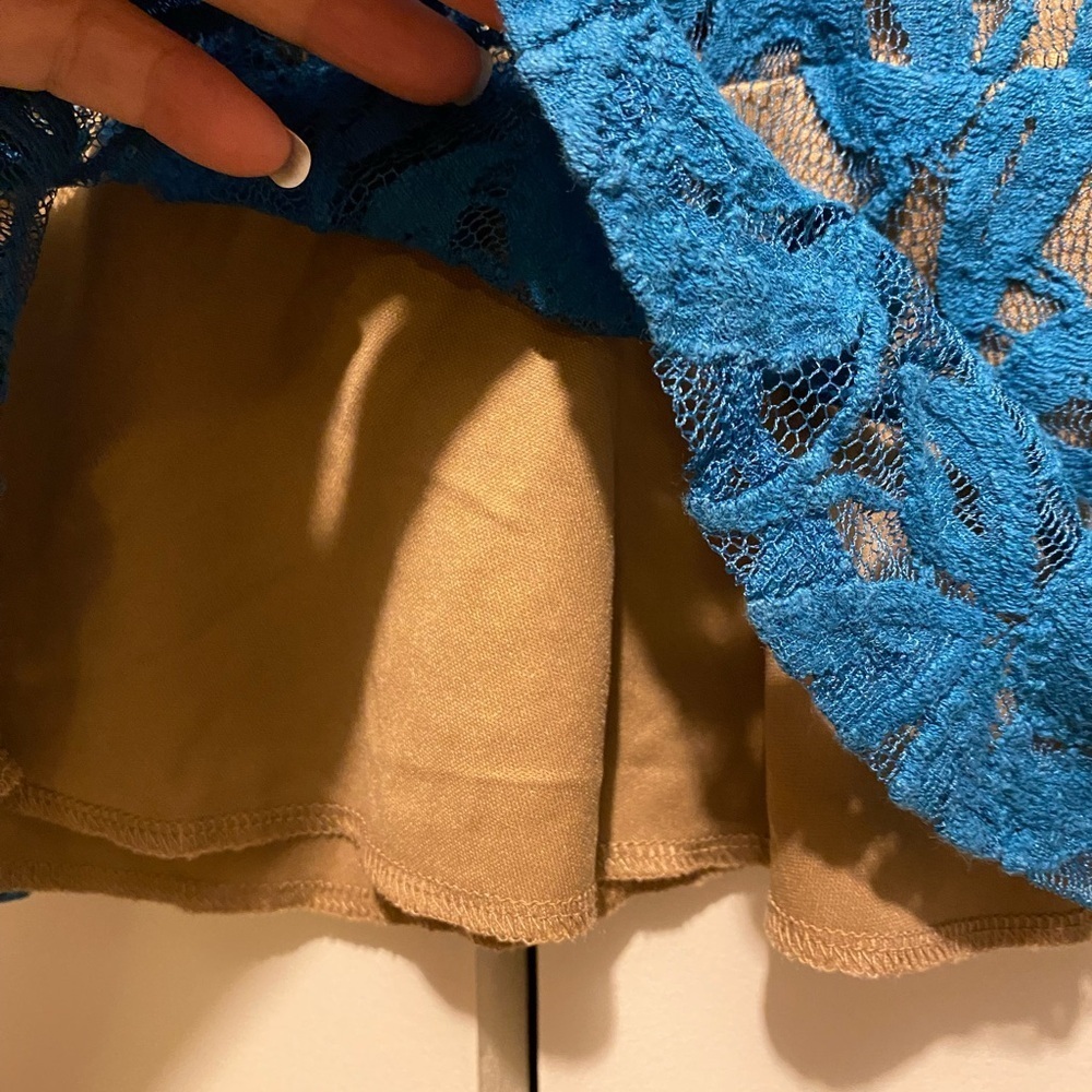 Charlotte Russe Blue Lace Overlay Blouse - Picture 2 of 5